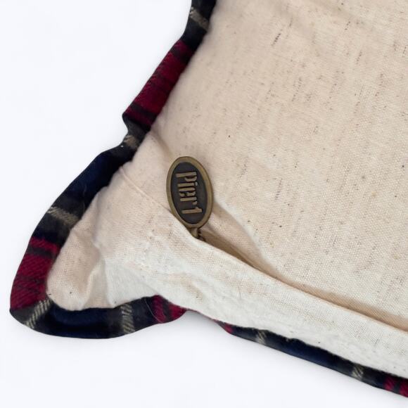 Pier 1 Imports Holiday Tartan Cardinal Birds on Holly Branches Square Piillow - Picture 5 of 6